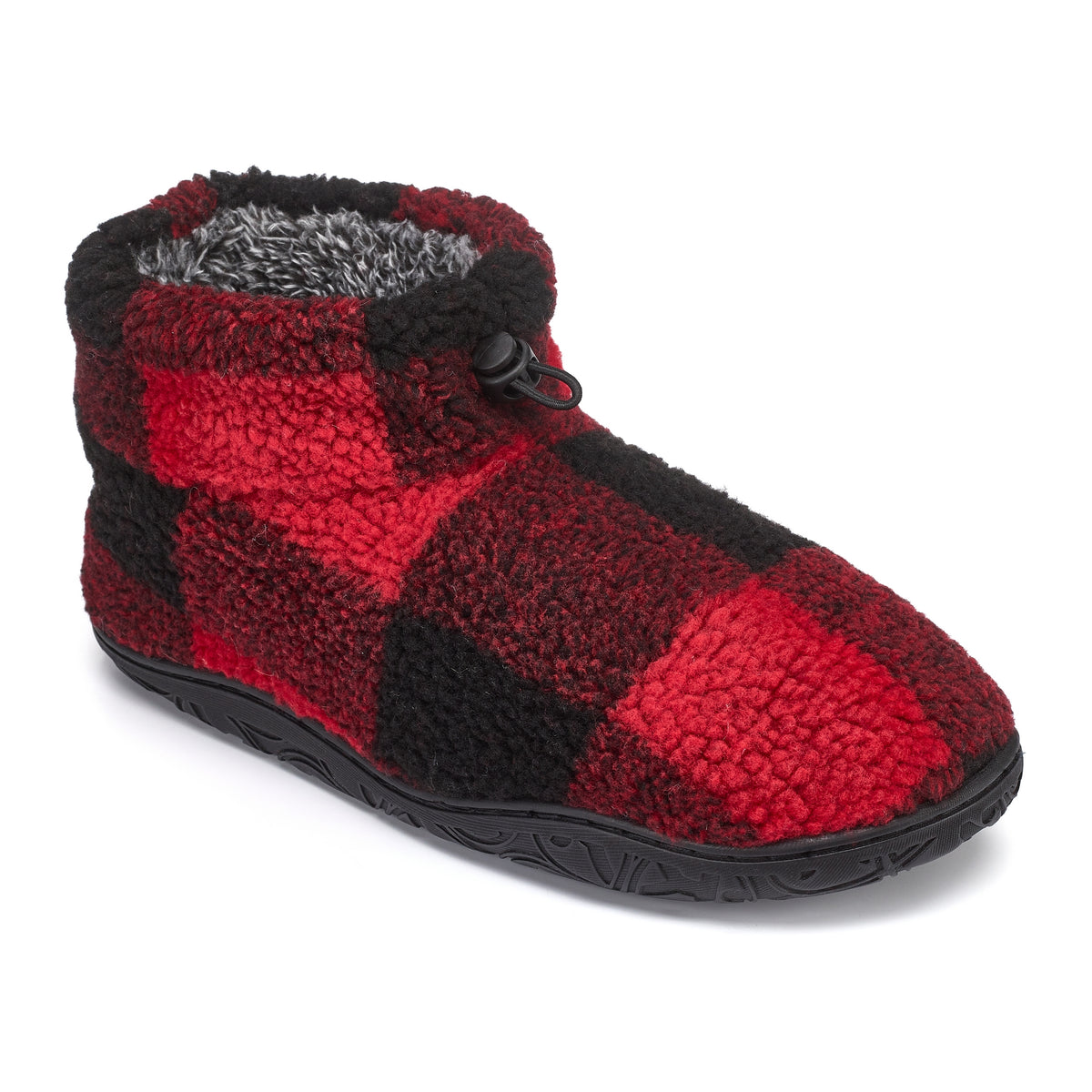 Neeson Shorter Length Check Sherpa Slipper Boot Red / Black Check