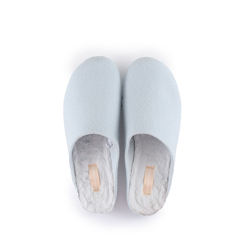 Pilar Baby Blue Vegan Felt Mule Slipper Bedroom Athletics