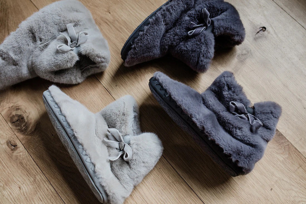Kara Slipper Boots on wooden floor