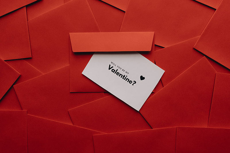 Valentines Card coming through a letterbox