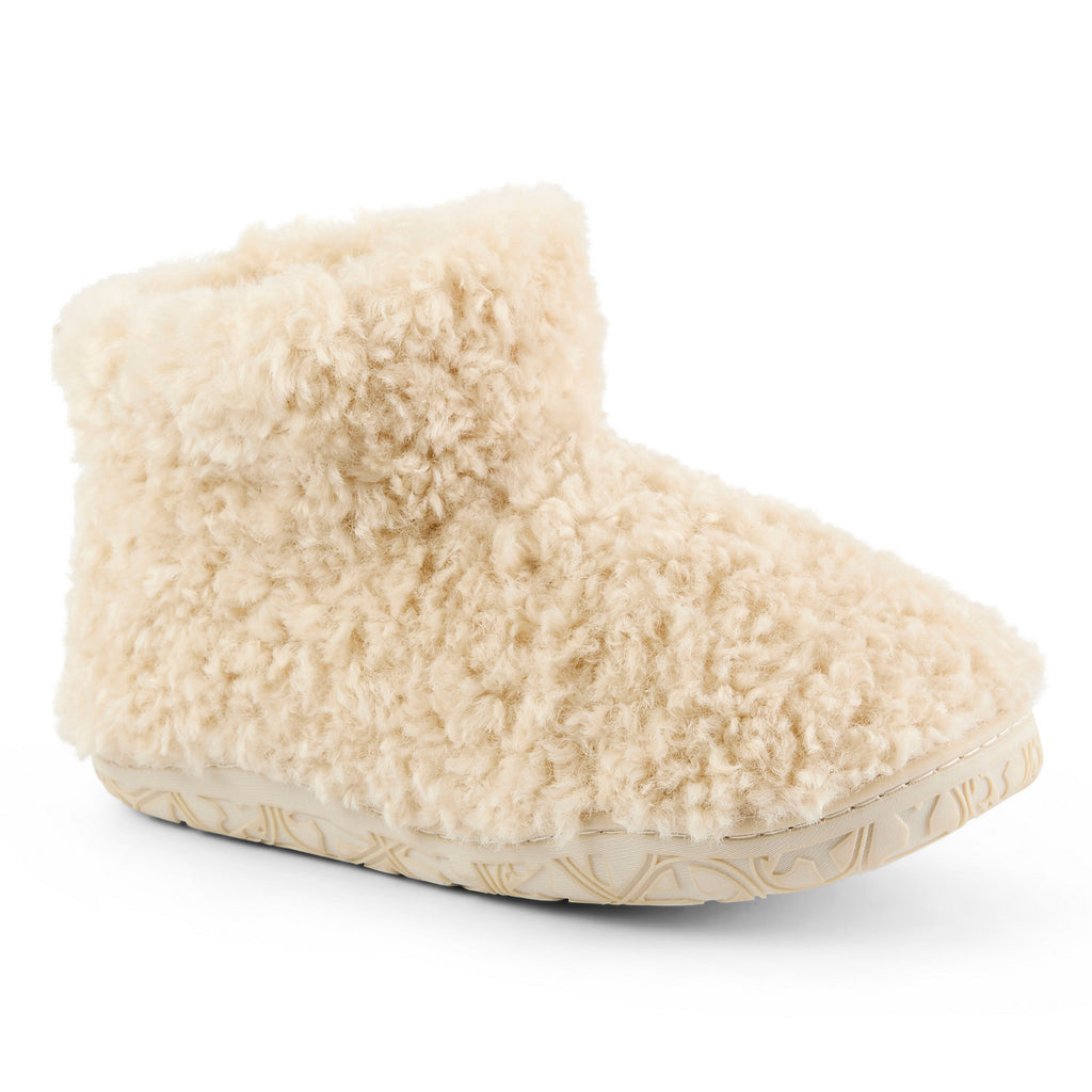 Beige fluffy slipper on a white background
