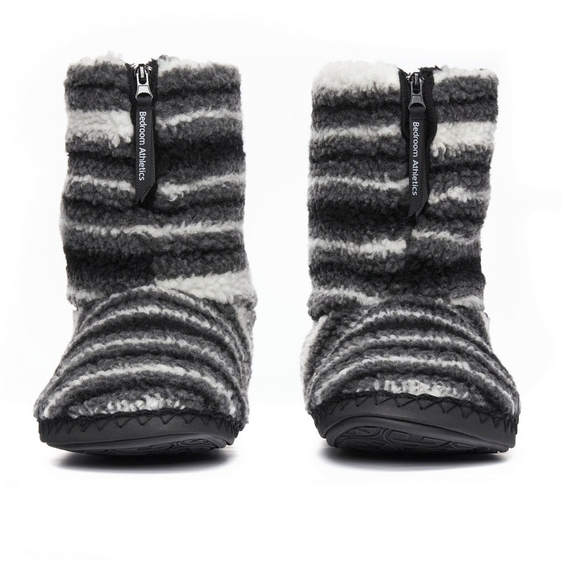 Teddy Slipper Boots in Grey Stripe Colour from the front