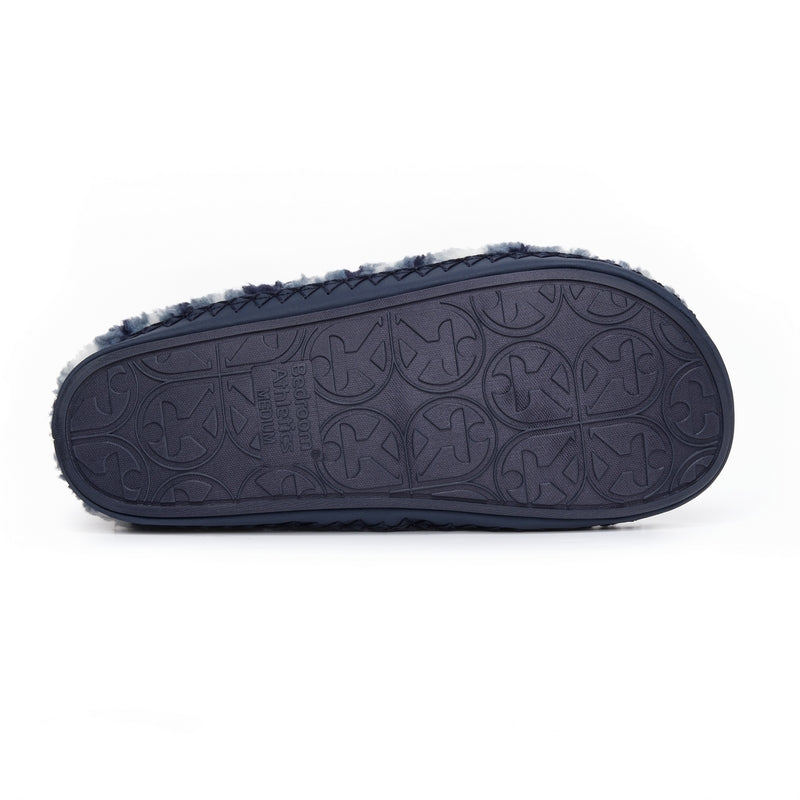 Teddy Slipper Boots in Blue Stripe Colour - Outer Sole with Bedroom Athletics logo