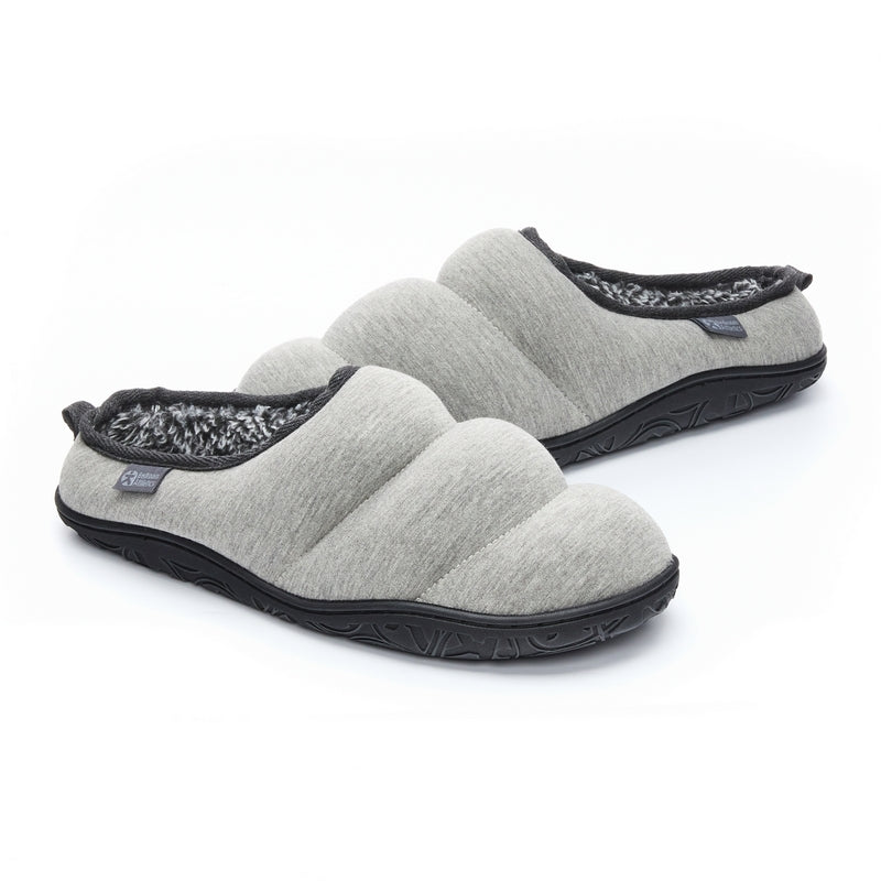 Matt Jersey Puffa Mule Slippers for Men in Grey Marl colour 