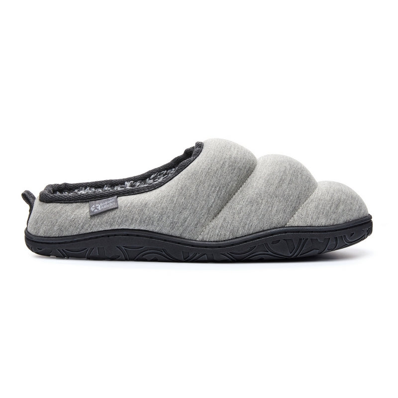 Matt Jersey Puffa Mule Slippers for Men in Grey Marl colour from right side