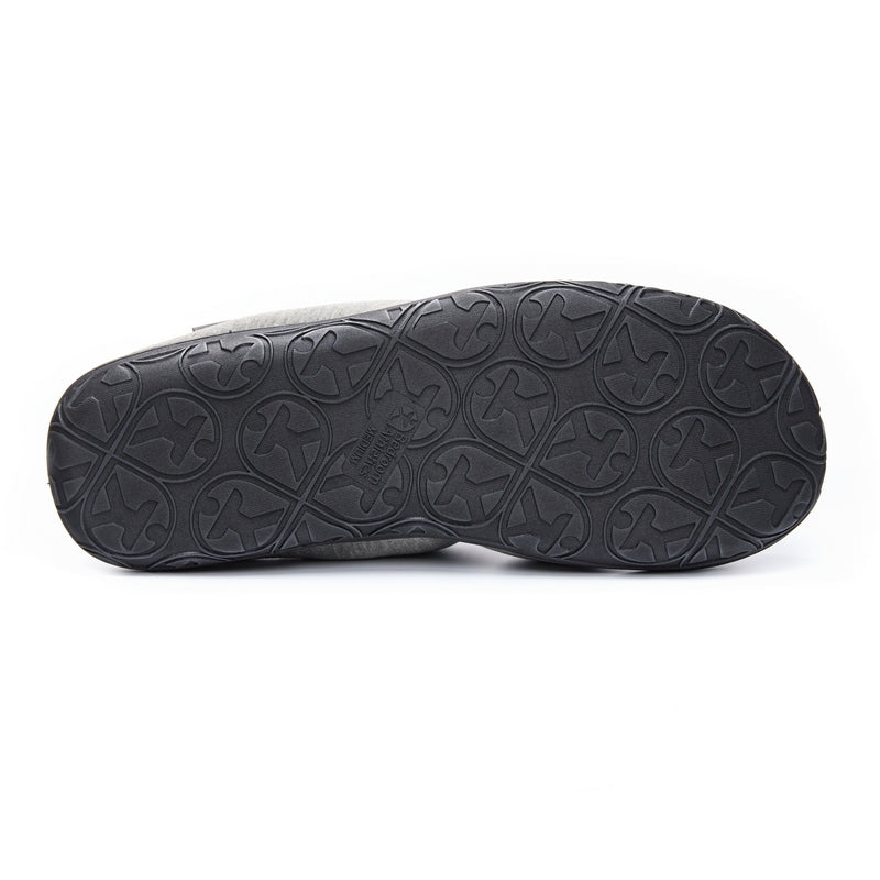 Matt Jersey Puffa Mule Slippers for Men in Grey Marl colour - outer sole with Bedroom Athletics logo