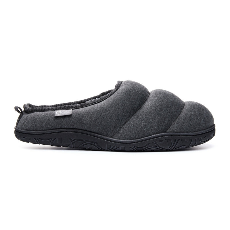 Matt Jersey Puffa Mule Slippers for Men in Charcoal Marl colour from right side