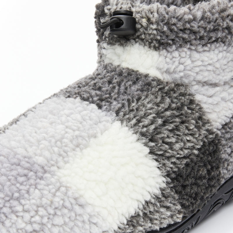 Neeson Short Slipper Boots in Grey Check - detailed image