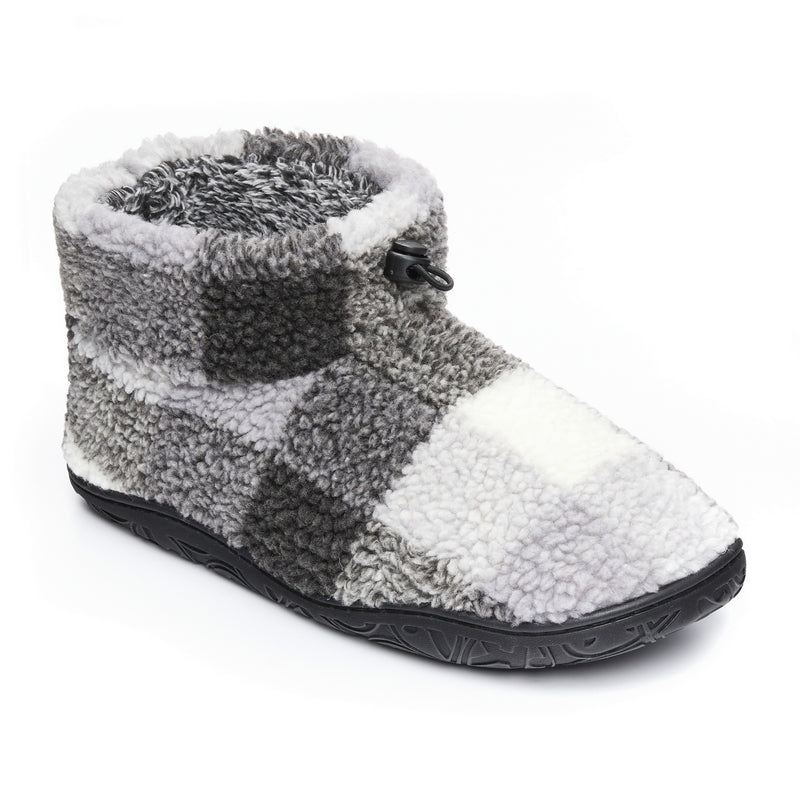 Fleece Lined Mens Sherpa Slipper Boots Neeson Shorter Length Check