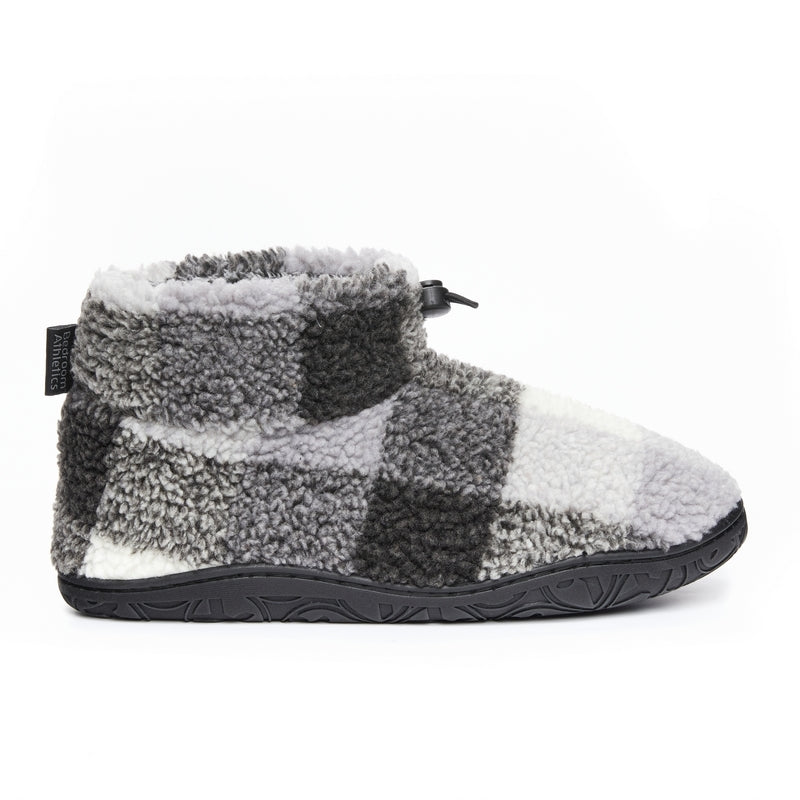 Neeson Short Slipper Boots in Grey Check from right side