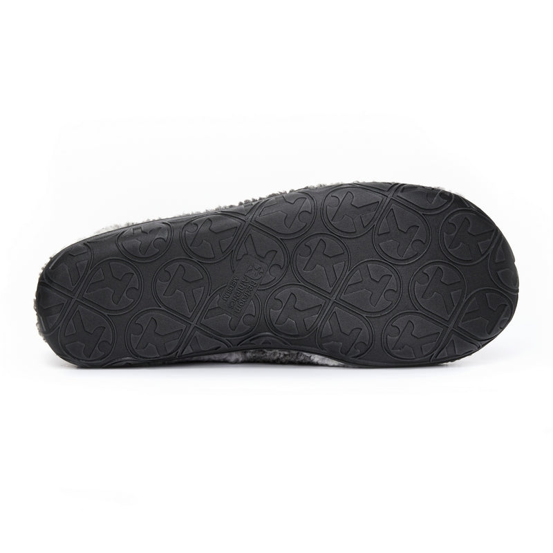 Neeson Short Slipper Boots in Grey Check - outsole with Bedroom Athletics logo