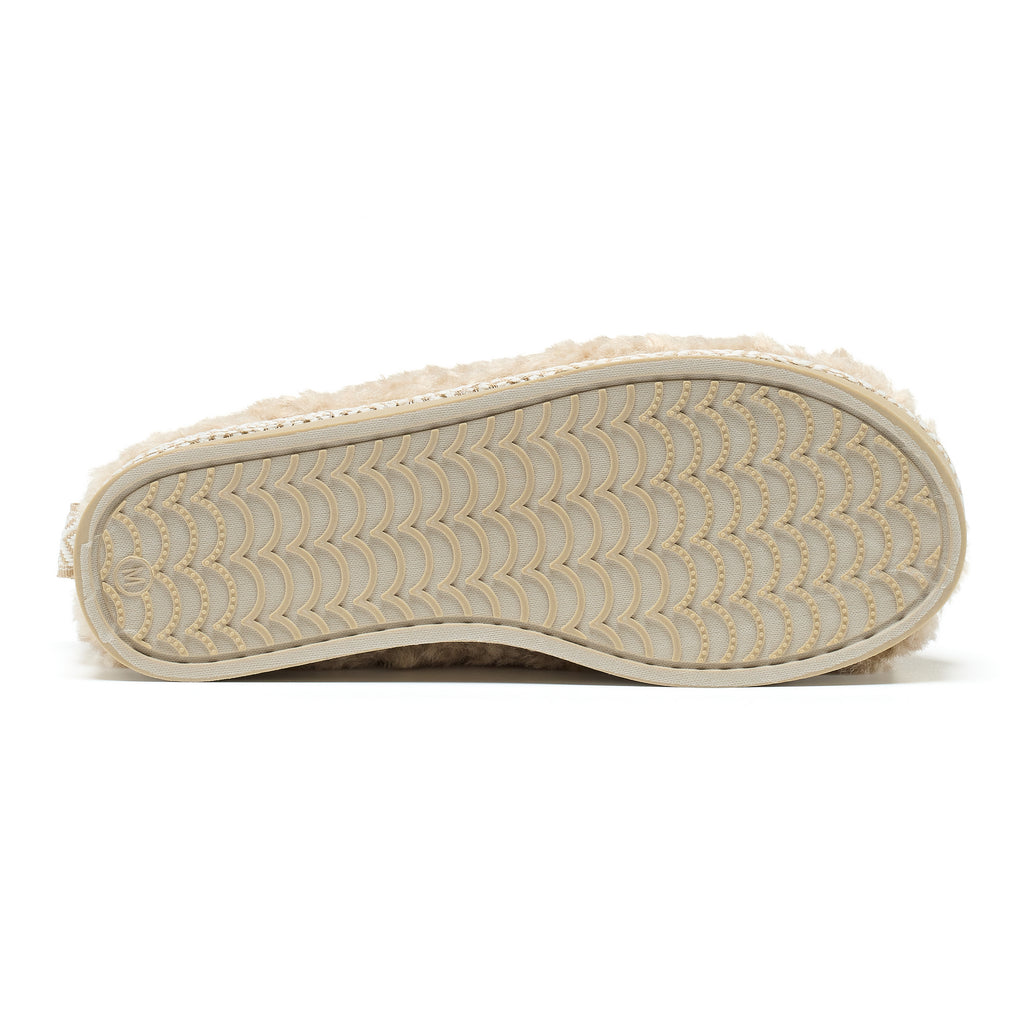 Alicia - Luxury Borg Fleece Platform Mule -  Biscuit