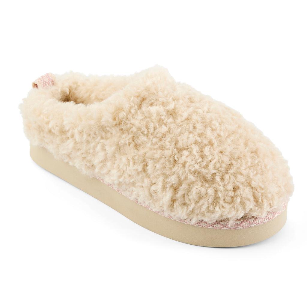 Alicia - Luxury Borg Fleece Platform Mule - Cream