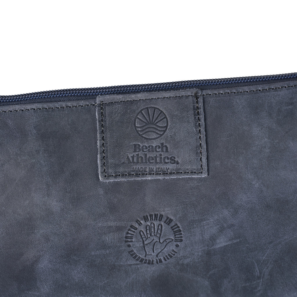 Baresi - Distressed Leather Pouch Pocket Bum Bag - Navy