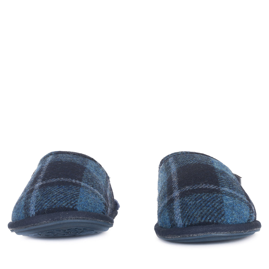 William - Harris Tweed Mule - Navy/Blue Tartan Check