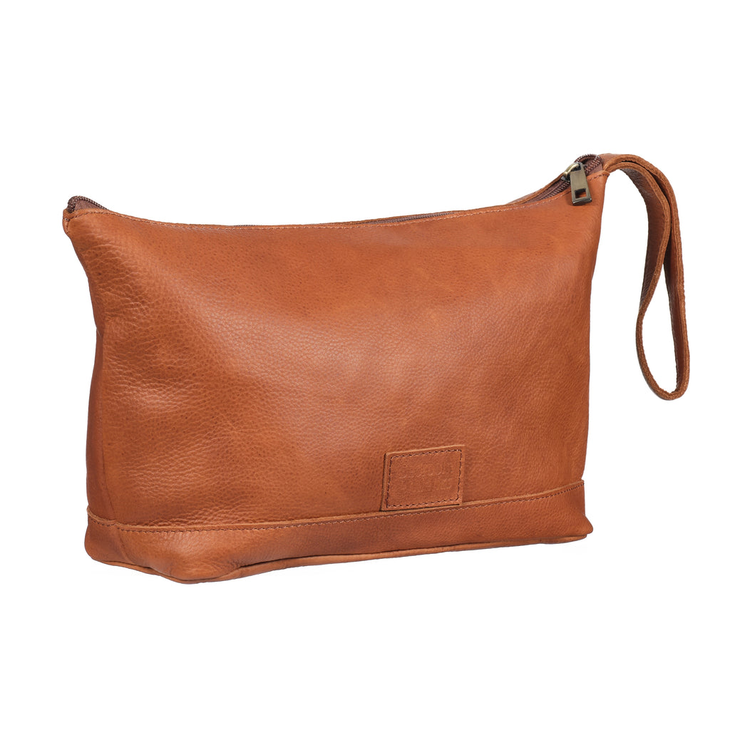 Cannavaro - Leather Washbag - Tan