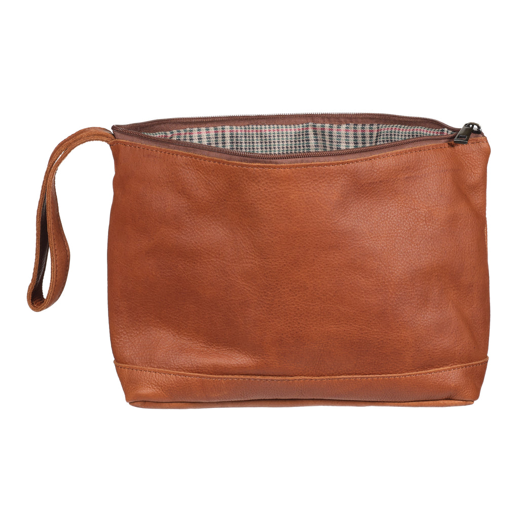 Cannavaro - Leather Washbag - Tan