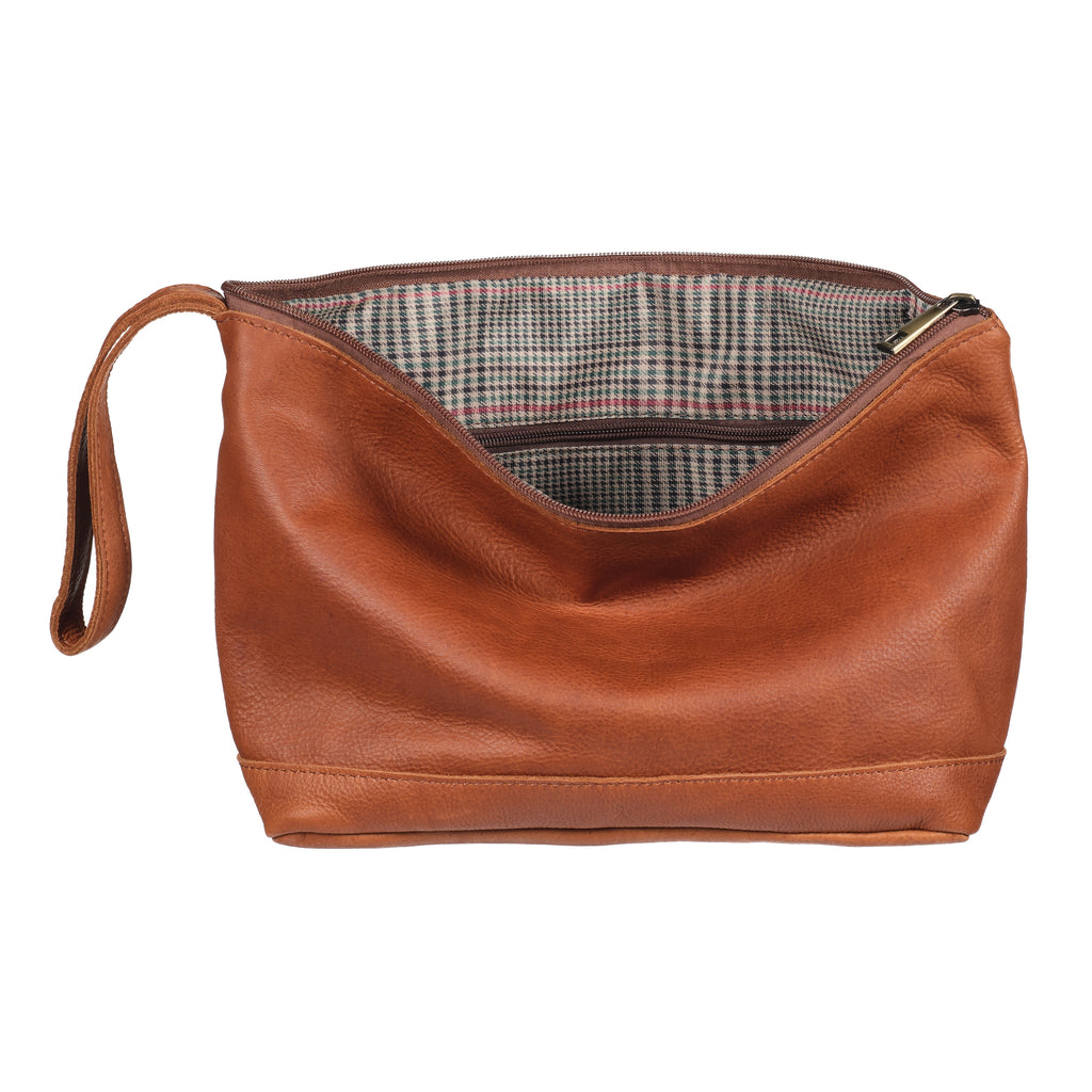 Cannavaro - Leather Washbag - Tan