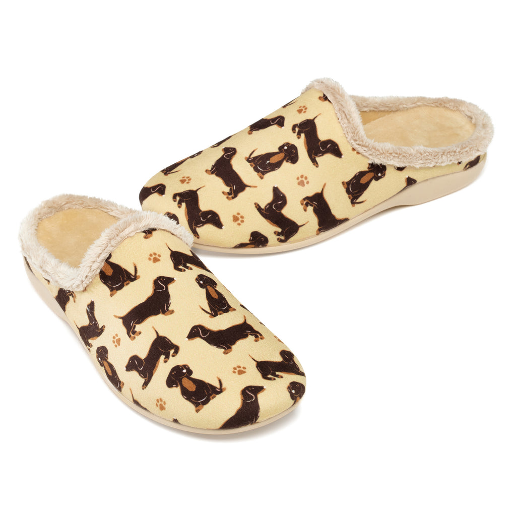 Coco - All Over Dog Print Mule Slipper - Beige