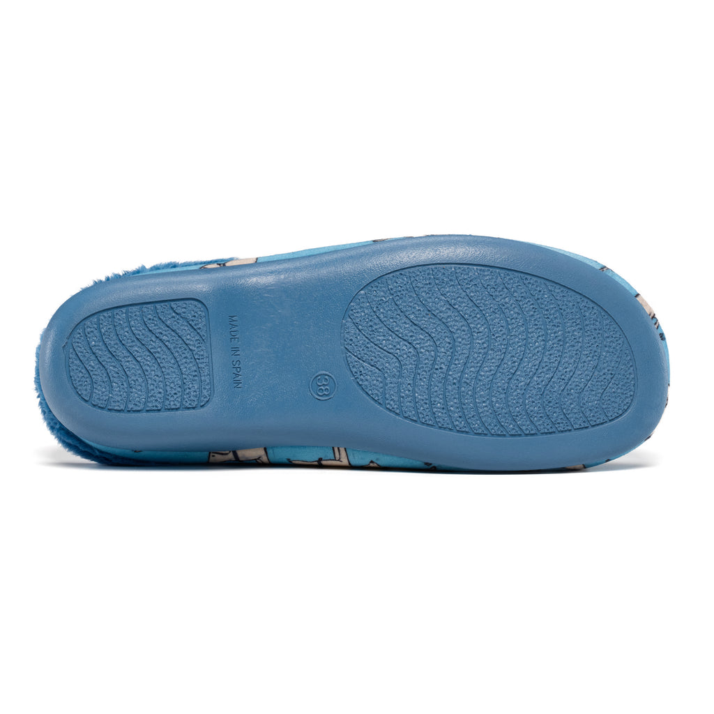 Coco - All Over Dog Print Mule Slipper - Denim Blue