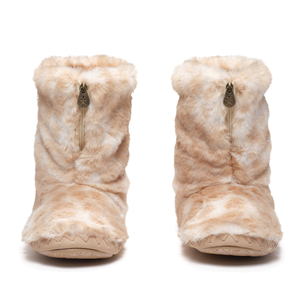 Cole - Luxury Faux Fur Slipper Boot - Caramel Leopard
