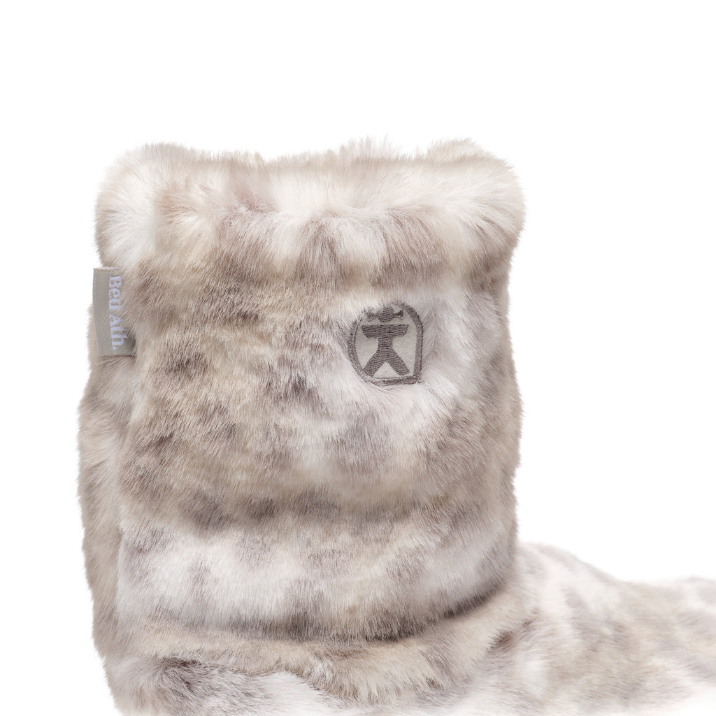 Cole - Luxury Faux Fur Slipper Boot - Grey Leopard