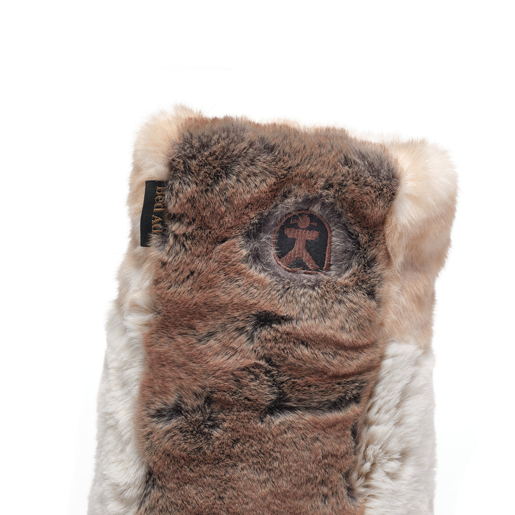 Florence - Tall Luxury Faux Fur Slipper Boot - Patchwork Caramel Leopard