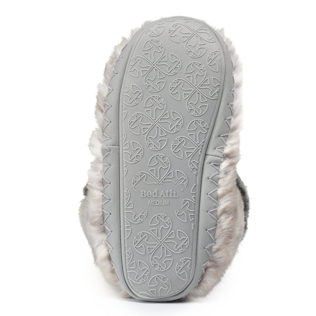 Florence - Tall Luxury Faux Fur Slipper Boot - Patchwork Grey Leopard
