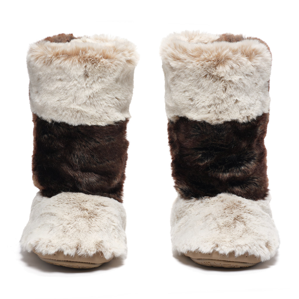 Florence - Tall Luxury Faux Fur Slipper Boot - Patchwork Naturals