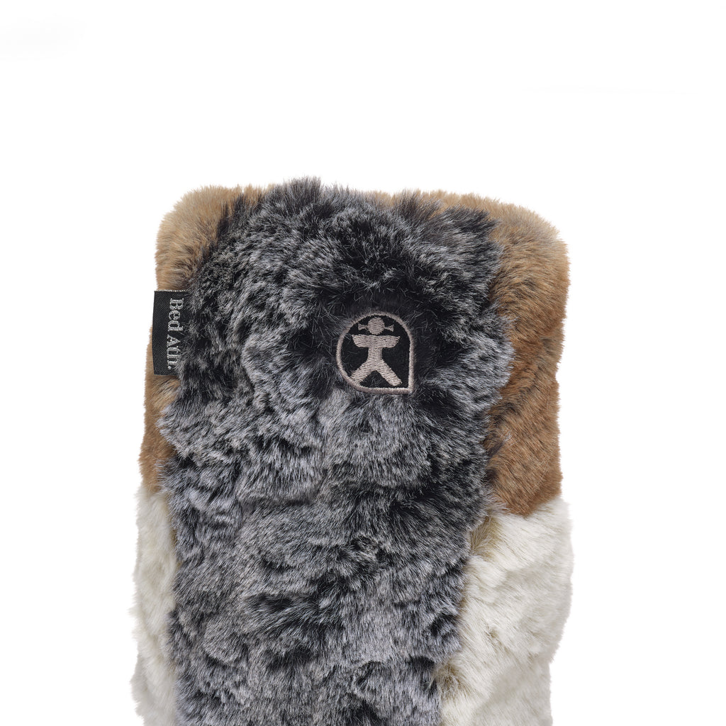 Florence - Tall Luxury Faux Fur Slipper Boot - Patchwork Sable