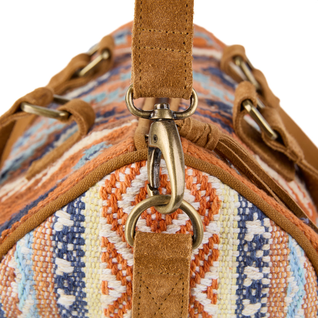 Glastonbury bag (a blue-tone boho handbag), close-up detail