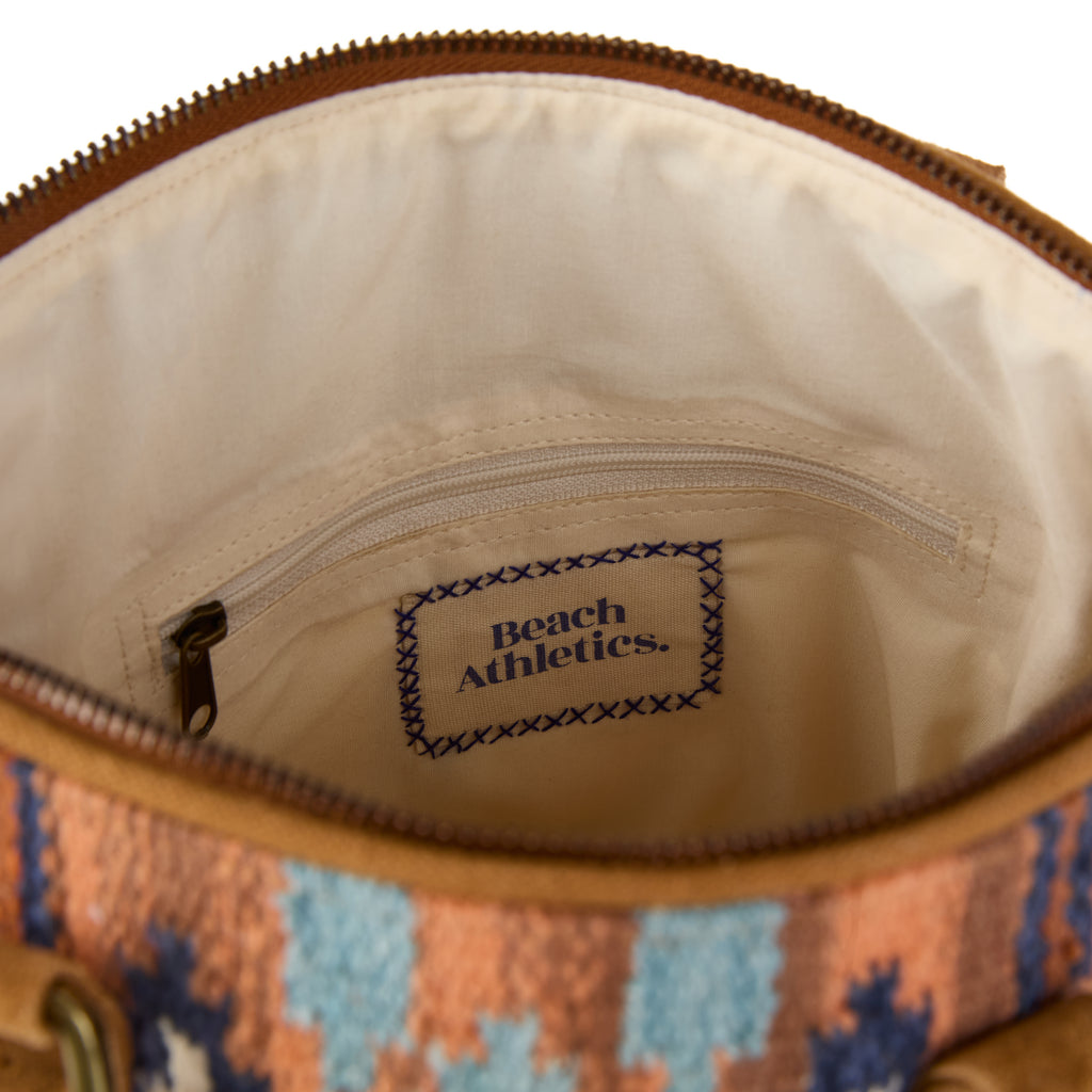 Glastonbury bag (a blue-tone boho handbag), close-up detail