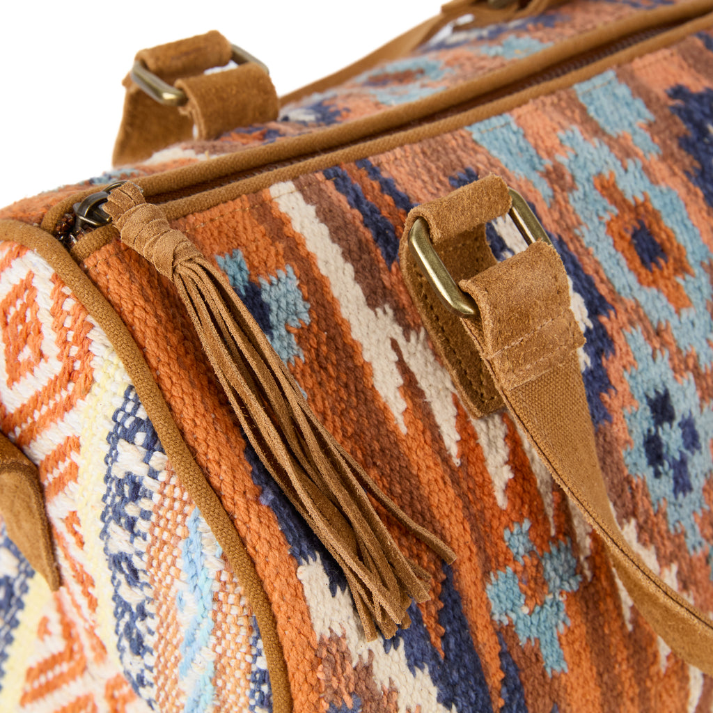 Glastonbury bag (a blue-tone boho handbag), close-up detail