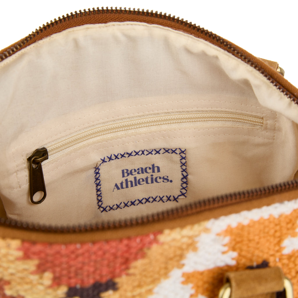 Glastonbury bag (an orange-tone boho handbag), close-up detail