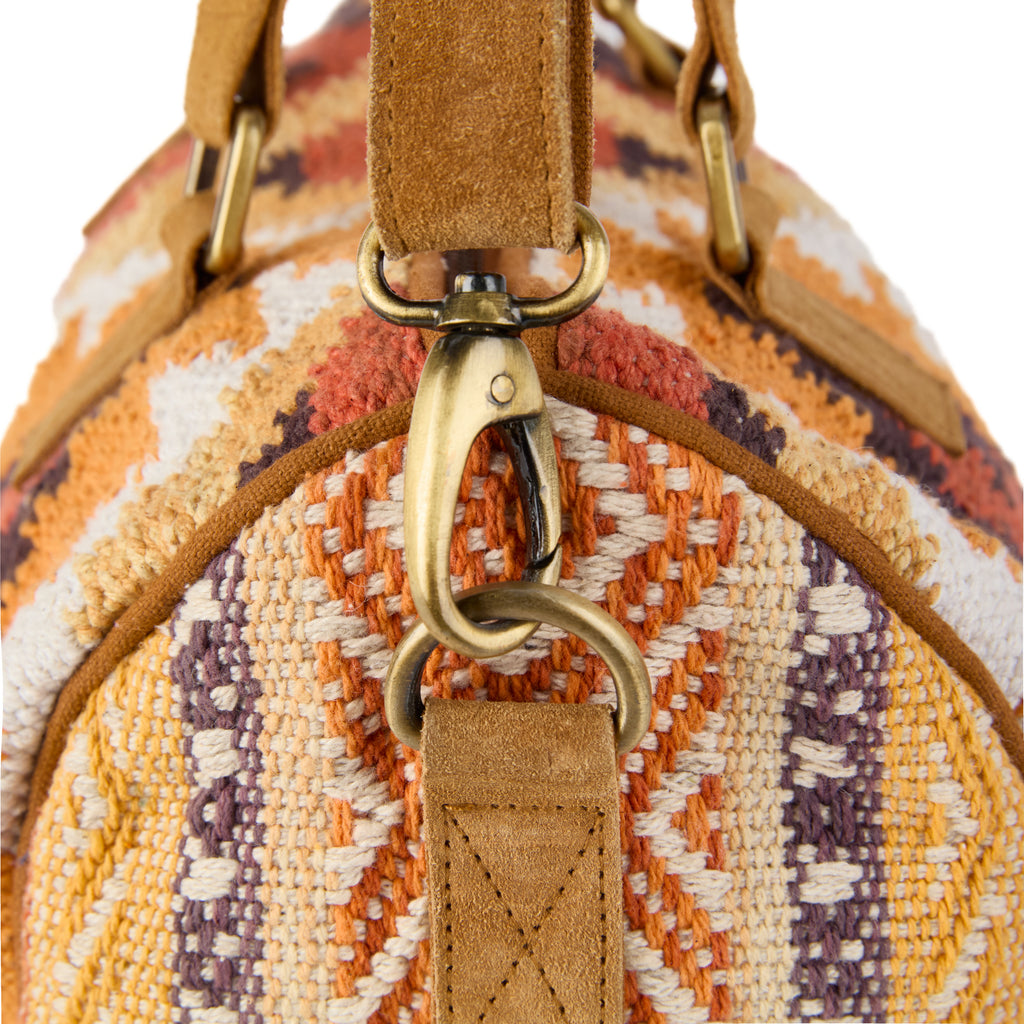 Glastonbury bag (an orange-tone boho handbag), close-up detail