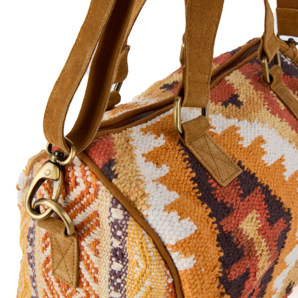 Glastonbury bag (an orange-tone boho handbag), close-up detail