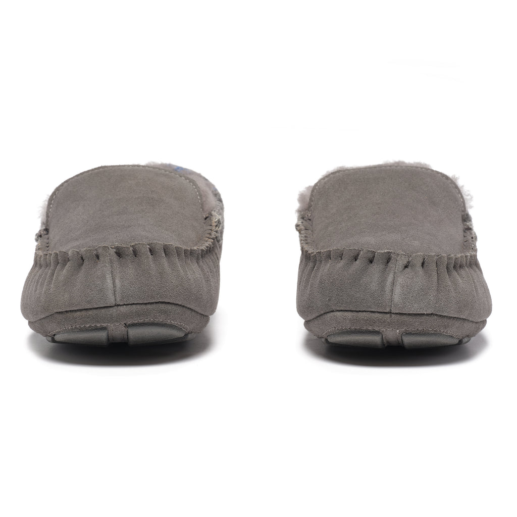 Hanks- Suede Moccasin With Harris Tweed - Grey