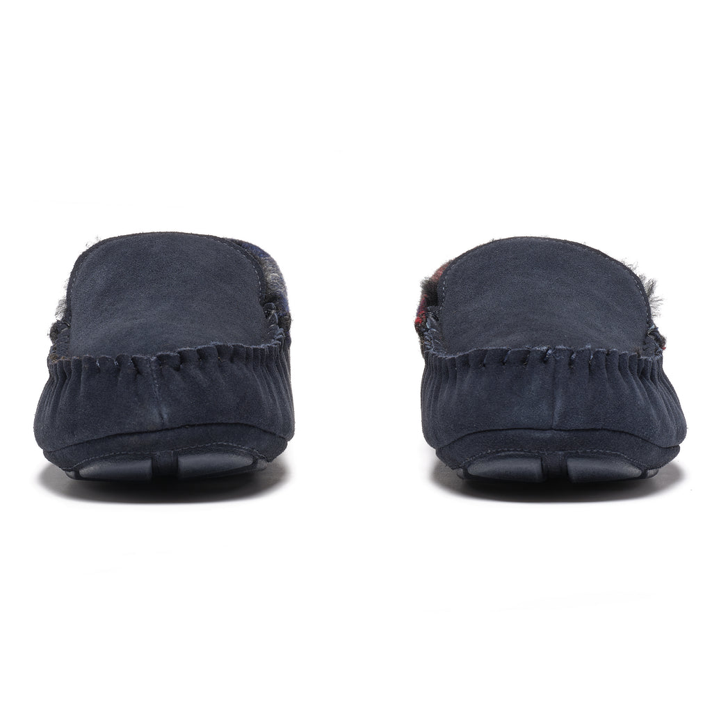 Hanks- Suede Moccasin With Harris Tweed - Navy