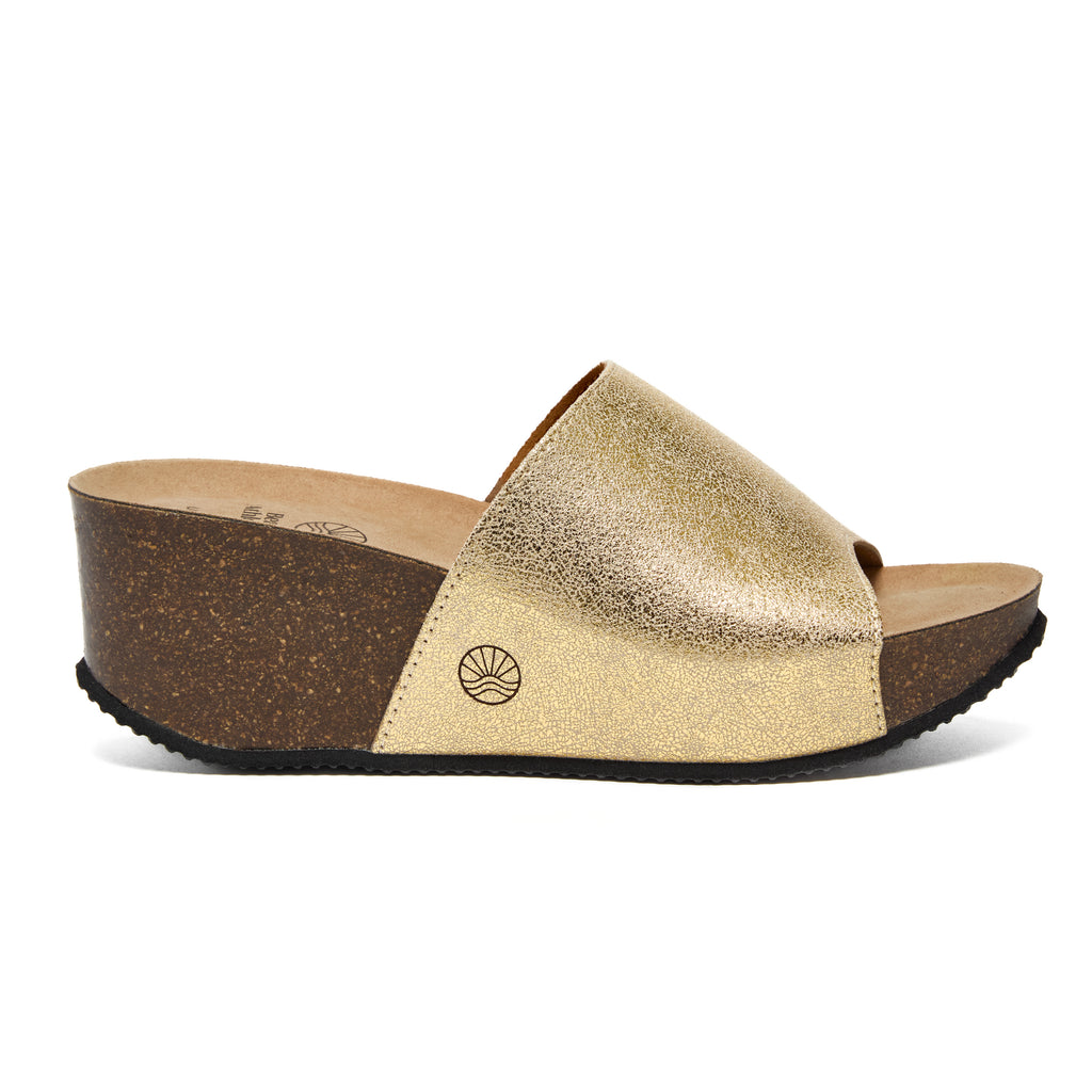 Inoro - Wedge Metallic Slider - Metallic Gold