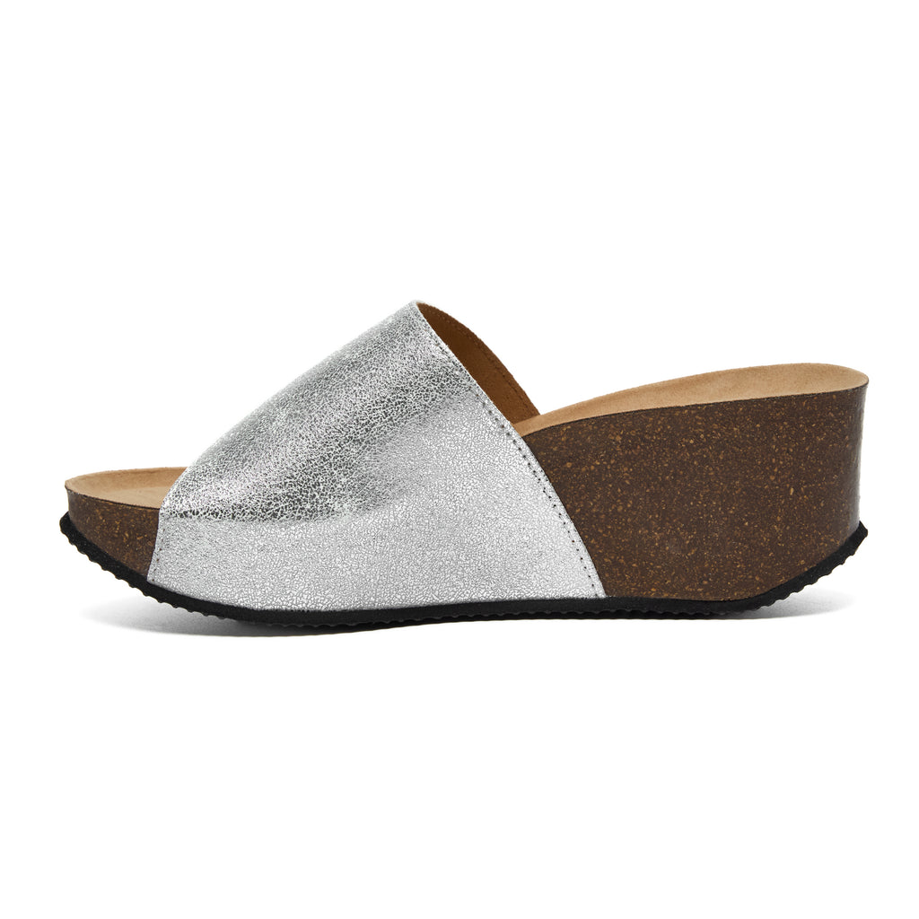 Inoro - Wedge Metallic Slider - Metallic  Silver