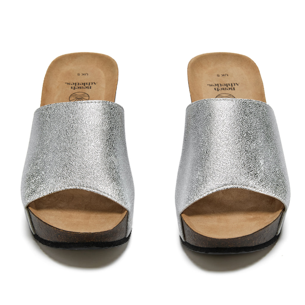 Inoro - Wedge Metallic Slider - Metallic  Silver
