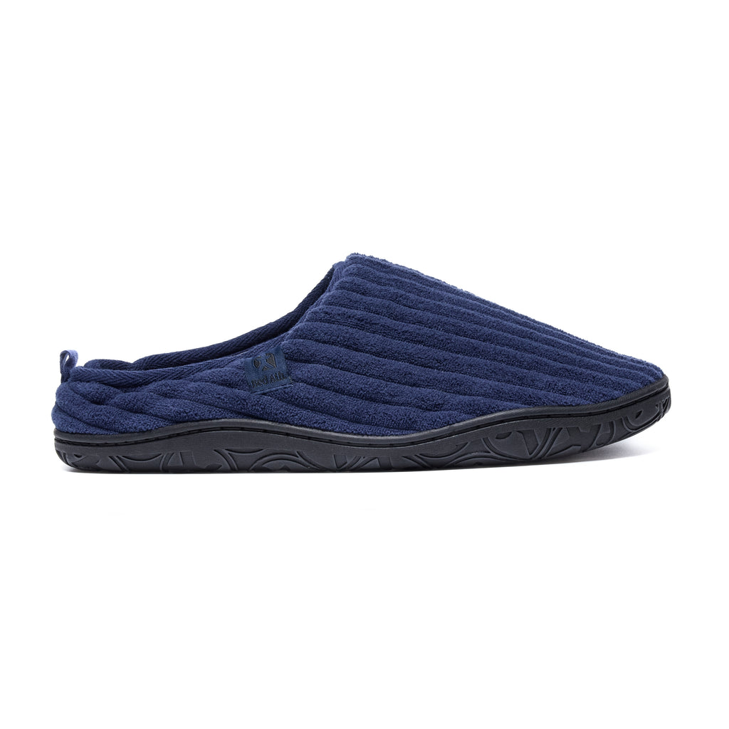 Picture of Jamie Navy slipper from right profile