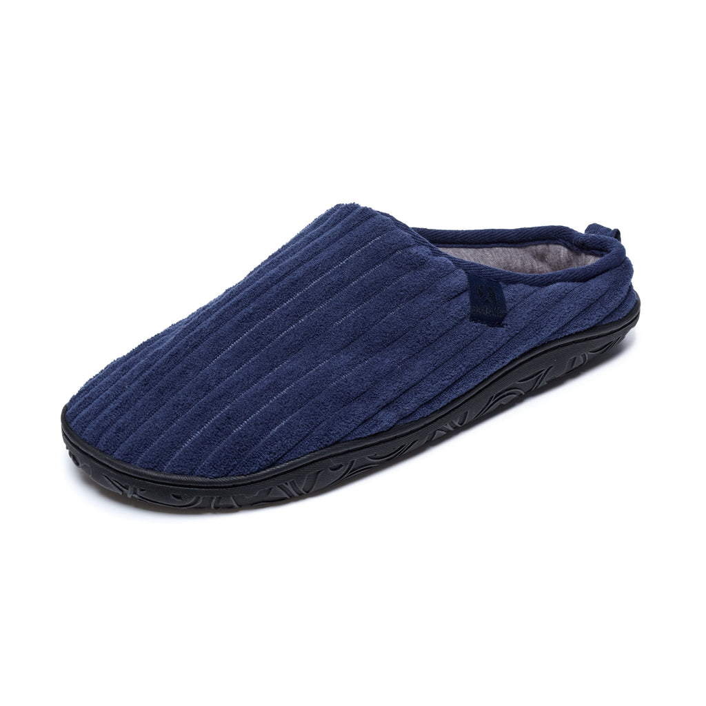 Picture of Jamie Navy slipper from left side