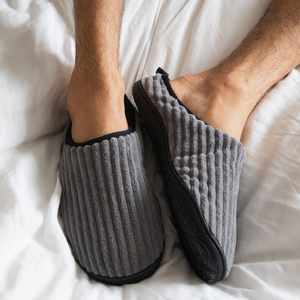 Jamie - Jumbo Cord Mule Slipper - Grey