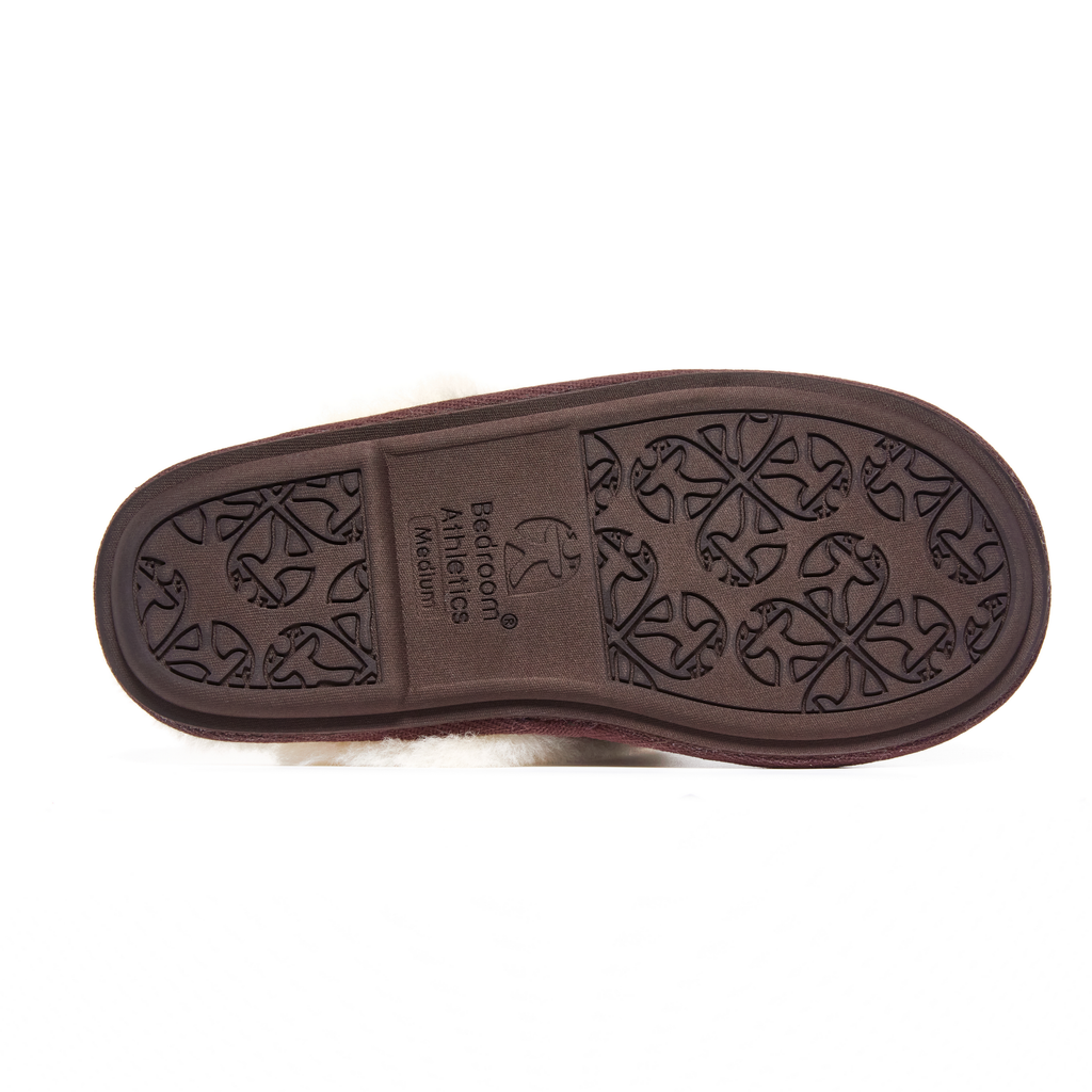 Kate - Sheepskin Lined Mule - Chocolate / Green Check