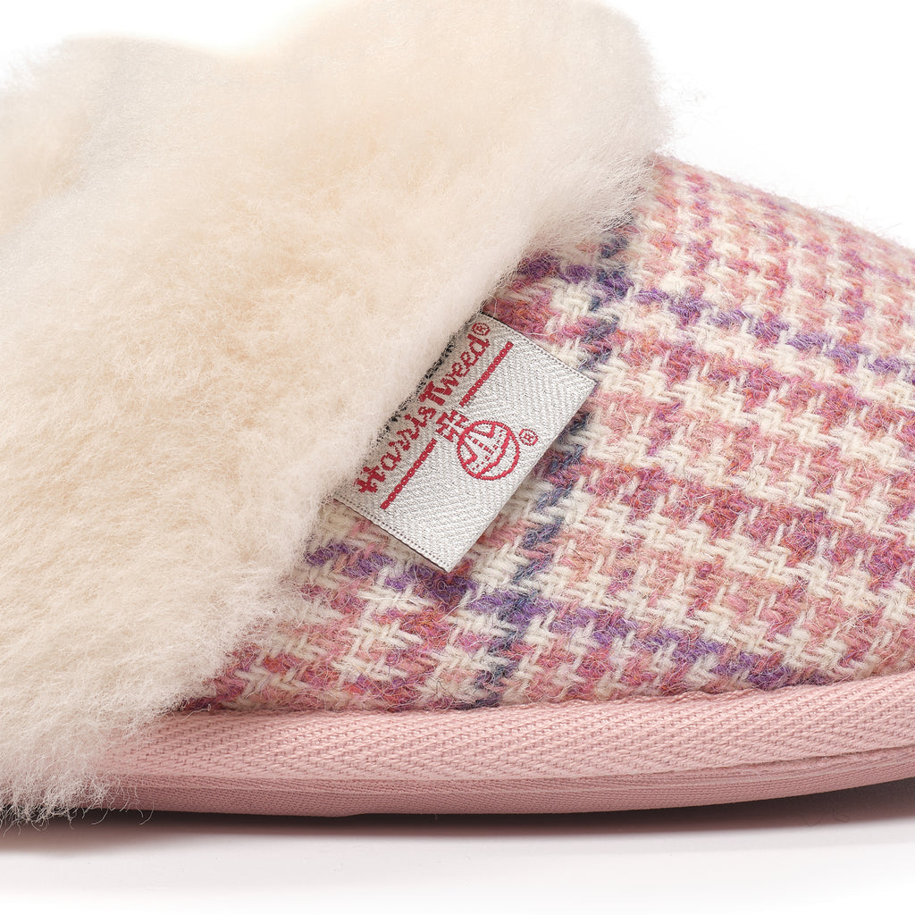 Kate - Harris Tweed Mule - Pink POW Check