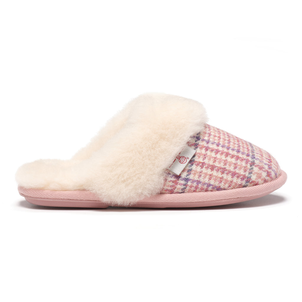 Kate - Harris Tweed Mule - Pink POW Check