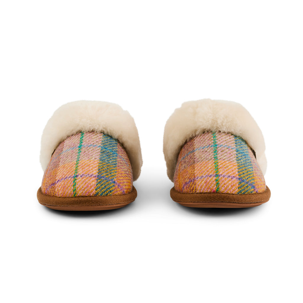 Kate - Sheepskin Lined Mule - Honey Check