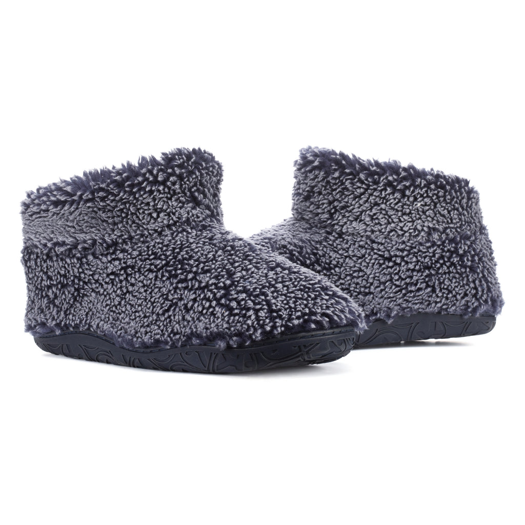 navy men's slipper boots with recycled faux  fur