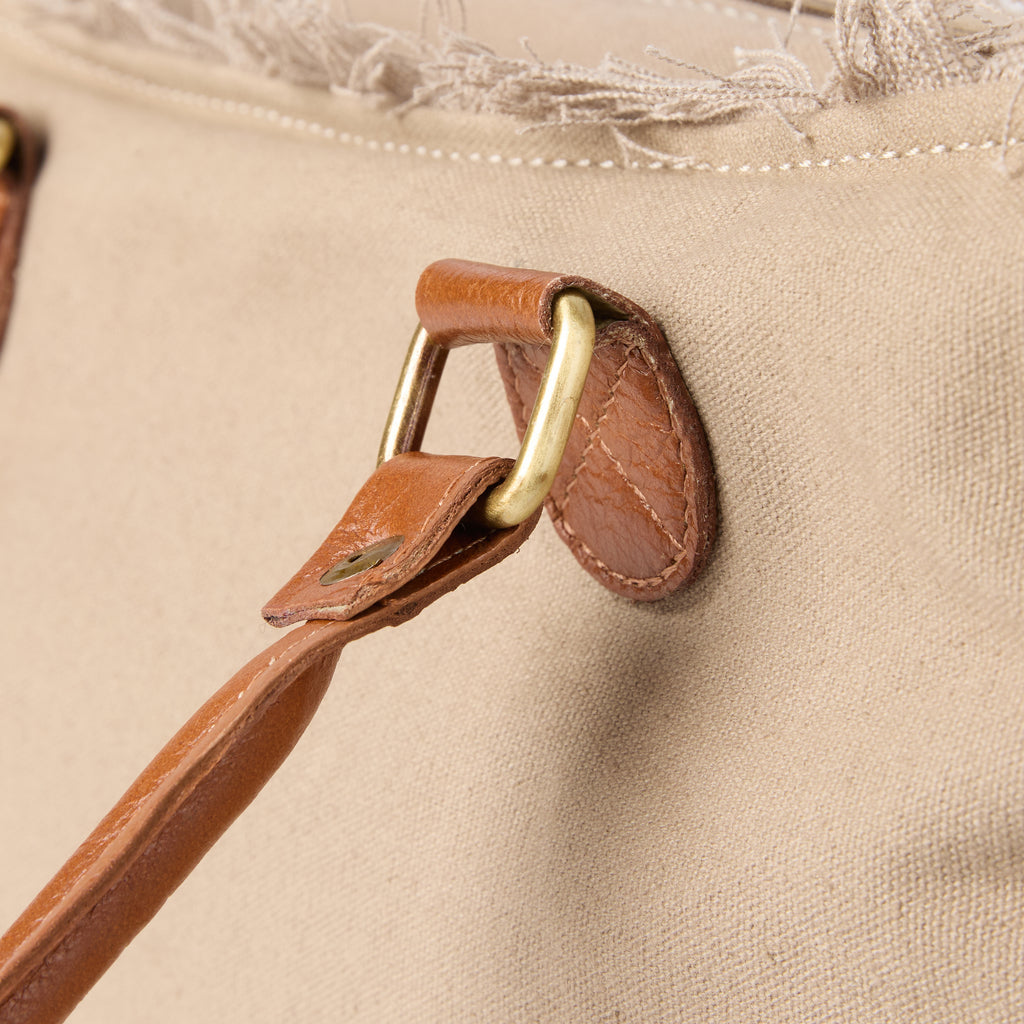 Lani bag (a beige washed canvas shoulder bag), close-up of the handle